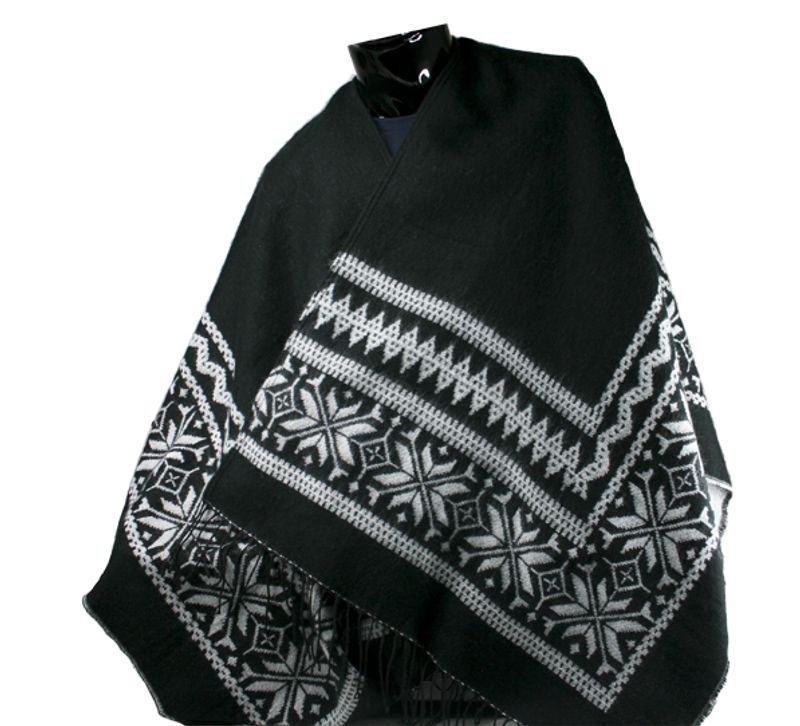 Poncho, Star pattern, black