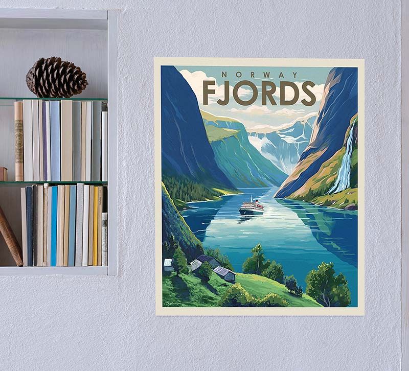 Poster, Fjords, retro