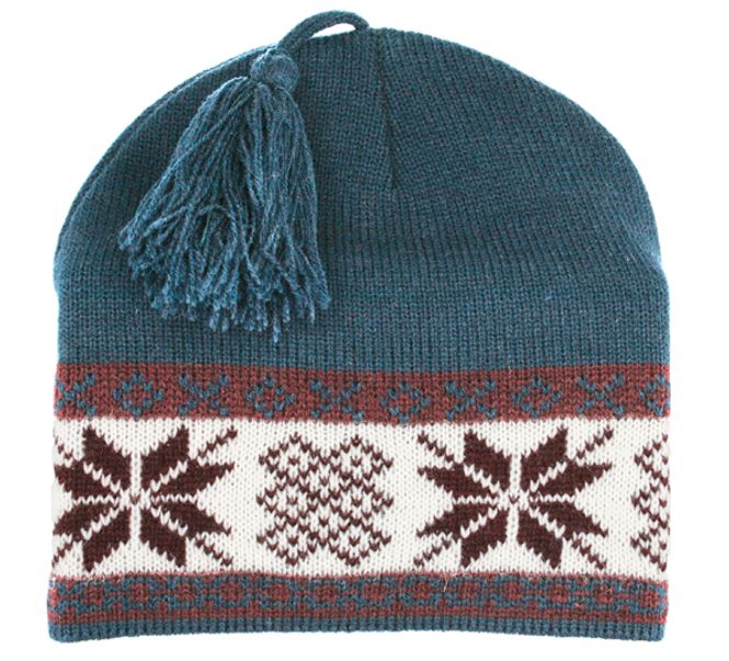 Main Image Knitted hat with star pattern petrol/white/red