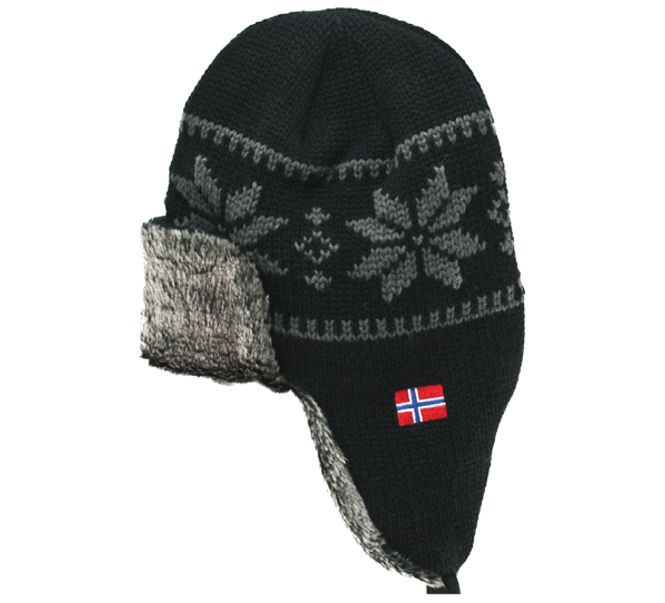 Main Image Knitted hat with tie string black/grey