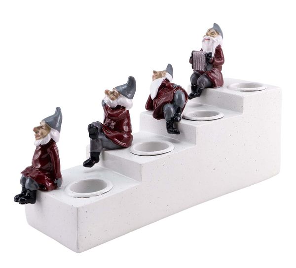 Main Image Advent candle holder, 4 red santas, Harvesttime