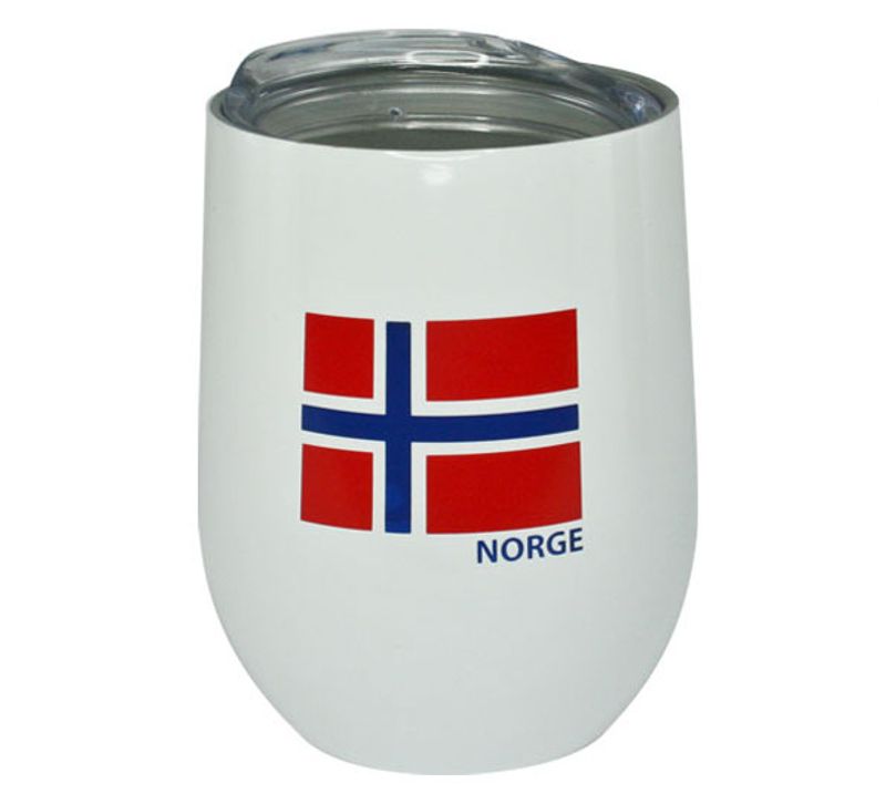 Thermo mug, white with flag