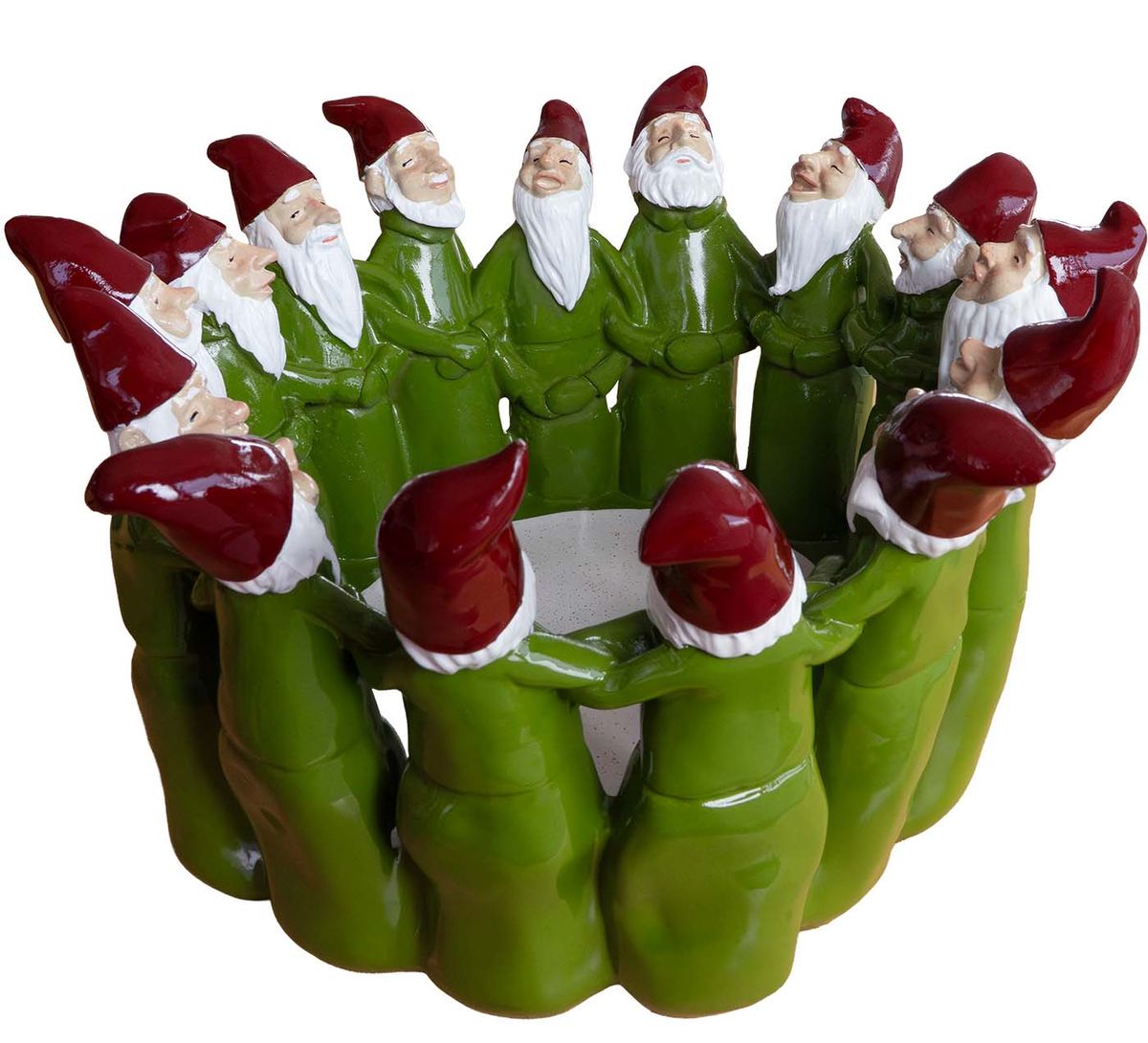 Santas in a circle, green, 32 cm, Harvesttime