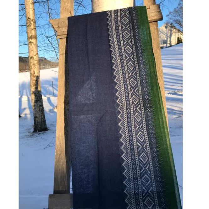 Main Image Wool scarf, MARIUS® pattern, blue/white/green
