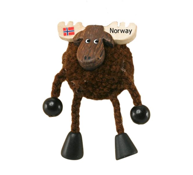 Main Image Magnet, brown pompom moose with dangling legs