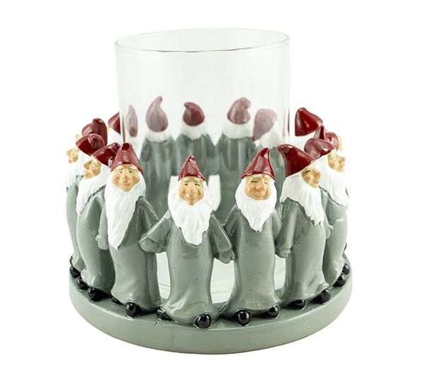 Main Image Lantern with santa, grey, D. 15 cm, Harvesttime