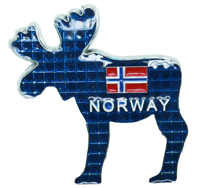 Main Image Metal magnet, blue moose, Norway