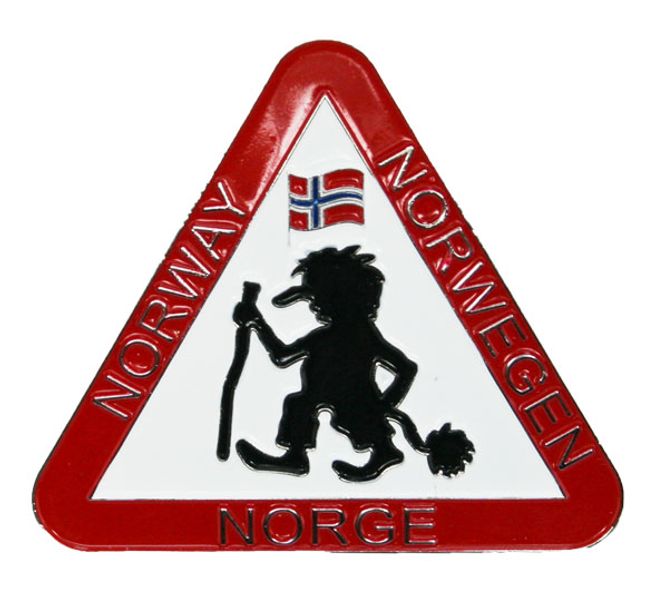 Main Image Magnet, metal roadsign with troll and flag