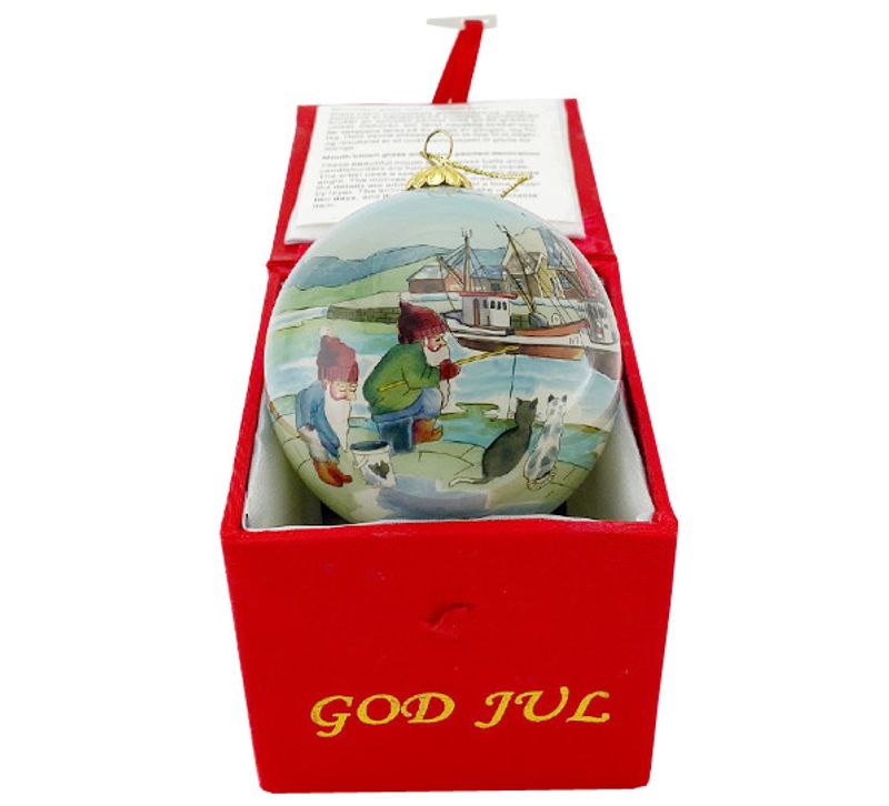 Glass bauble, Santas fishing