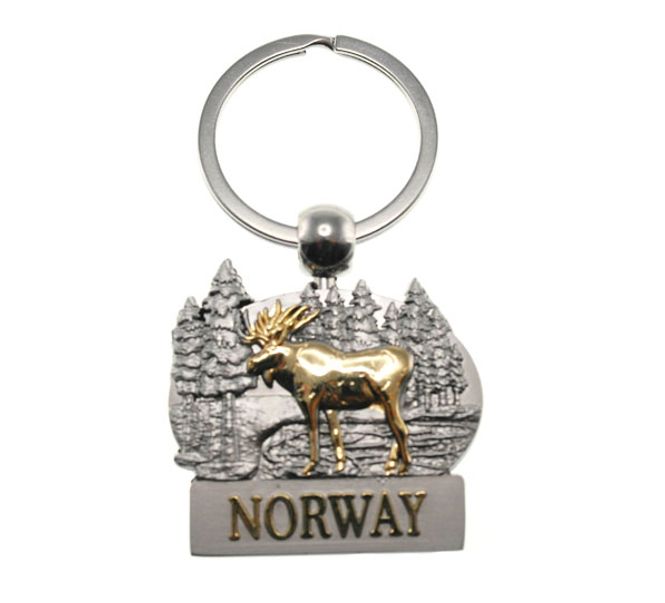 Main Image Keychain, moose in the forest, Norway