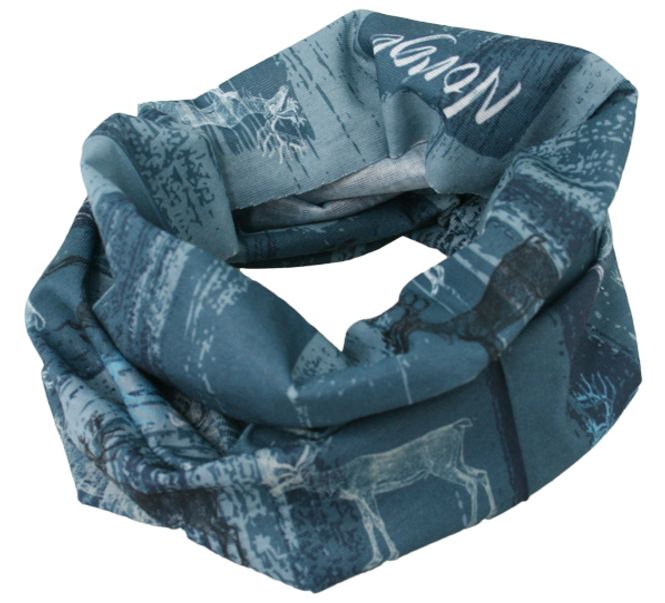 Main Image Neck gaiter with old reindeer pattern petrol