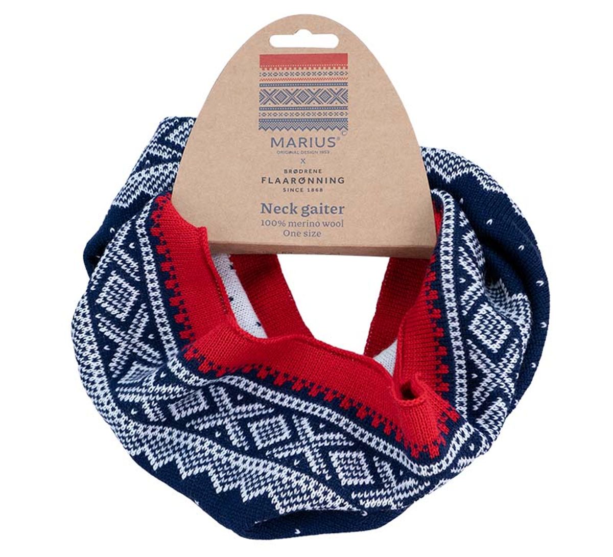 Neack gaiter with MARIUS® pattern, blue, merinowool