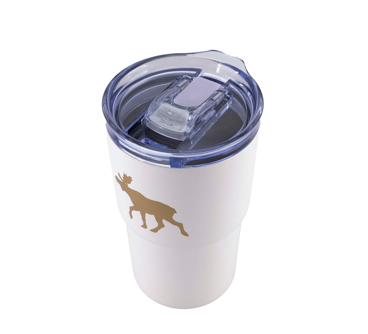 Thermo mug with moose, white, 450 ml