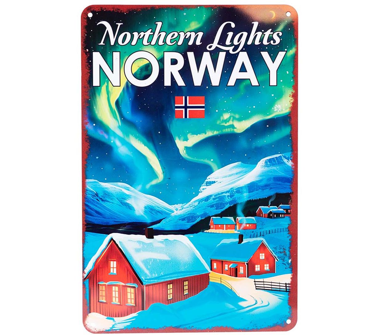 Metal plate, Northern Lights, retro