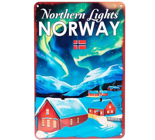 Main Image Metal plate, Northern Lights, retro
