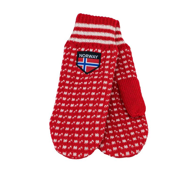 Knitted mittens Islender, red/white