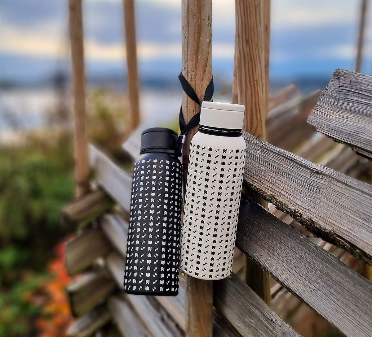 Vacuum flask, Islender pattern, black/white